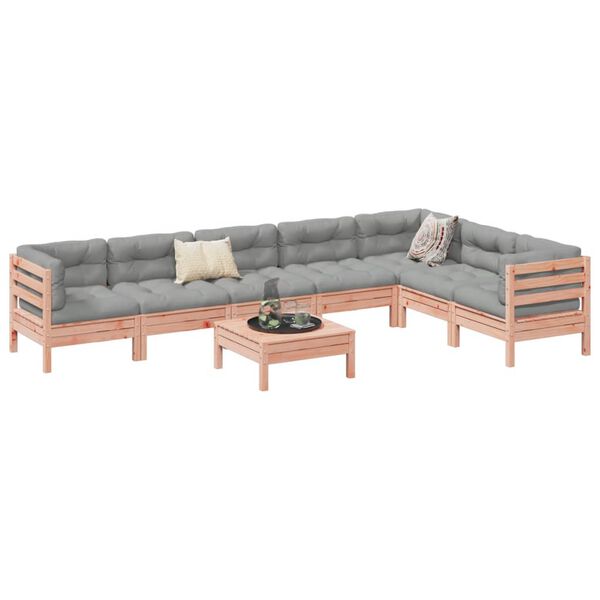 vidaXL 8-delige Loungeset met kussens massief douglas vurenhout