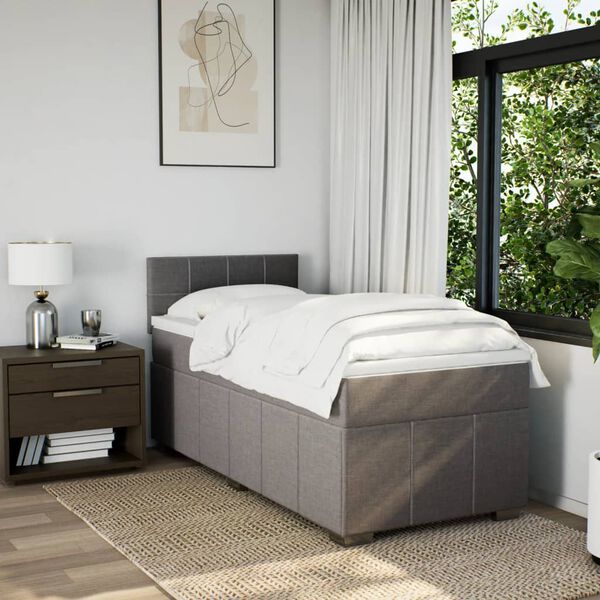 vidaXL Boxspring met matras stof taupe 80x200 cm