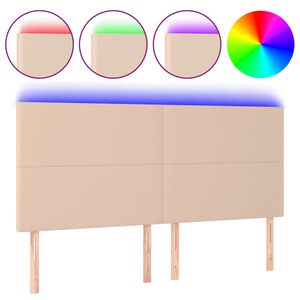 vidaXL Hoofdbord LED 200x5x118/128 cm kunstleer cappuccinokleurig