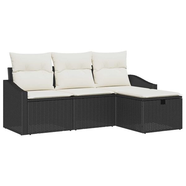 vidaXL Bankstel met kussen 4 pcs poly rattan
