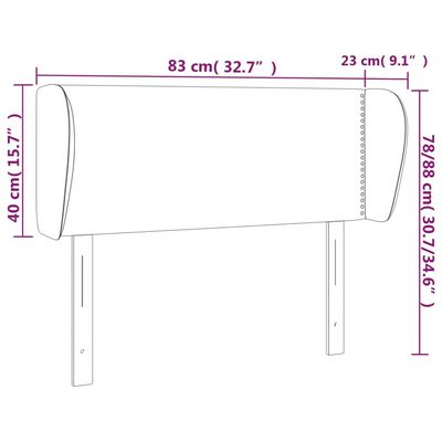 vidaXL Hoofdbord met randen 83x23x78/88 cm stof crèmekleurig