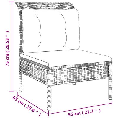 vidaXL 6-delige Loungeset met kussens poly rattan grijs