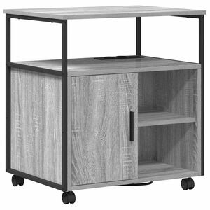 vidaXL Kast met Oplaadstation met wiel Grijs Sonoma 61 x 46 x 67 cm