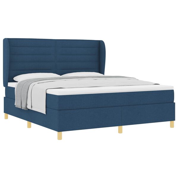 vidaXL Boxspringbed met Matras Donkergrijs 90x190 cm Blauw Stof