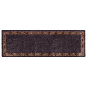 vidaXL Vloerkleed wasbaar 80x300 cm zwart en goudkleurig