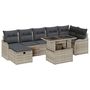 vidaXL Tuin Sofa Set 8 st Lichtgrijs poly rattan