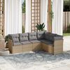 vidaXL 6-delige Loungeset met kussens poly rattan beige