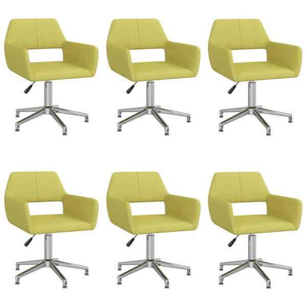 vidaXL Eetkamerstoelen draaibaar 6 st stof groen