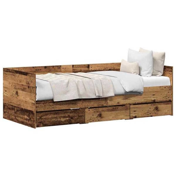 vidaXL Dagbedframe met lades Oud hout 90 x 200 cm Bewerkt hout