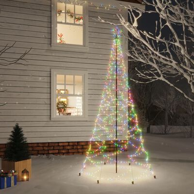 vidaXL Kerstboom met metalen paal en 500 meerkleurige LED's 3 m