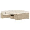 vidaXL 11-delige Tuinset met kussens poly rattan beige