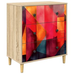 vidaXL Ladekast HEESCH Kleurblokprint 66 x 36,5 x 75 cm Bewerkt hout