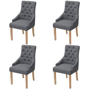 vidaXL Eetkamerstoelen 4 st stof donkergrijs