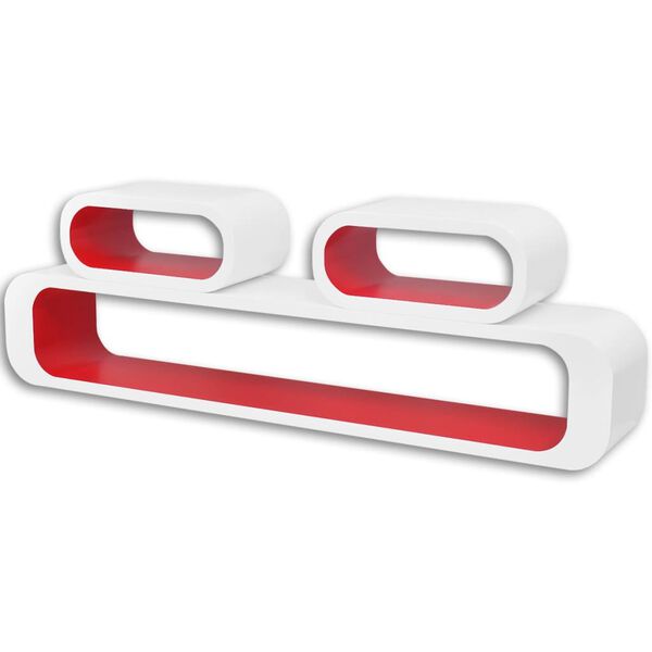 vidaXL Wandplanken kubus 6 st rood en wit