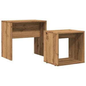 vidaXL 2-delige Tafeltjesset bewerkt hout artisanaal eikenkleurig