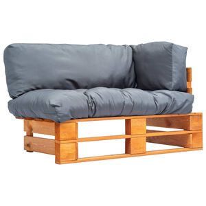 vidaXL Tuinbank met grijze kussens pallet grenenhout