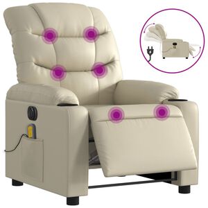 vidaXL Massagestoel verstelbaar elektrisch kunstleer cr&egrave;mekleurig