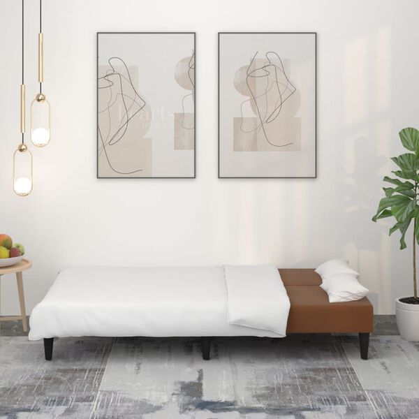 vidaXL Slaapbank 2-zits microvezelstof bruin