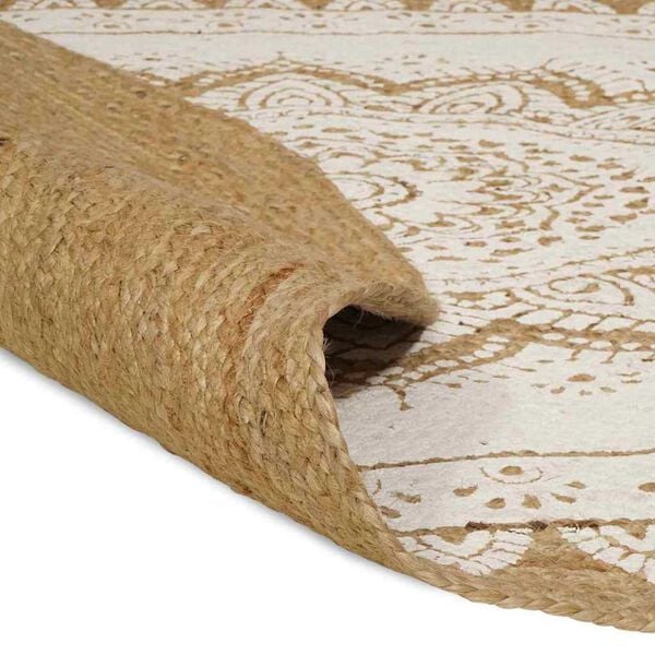 vidaXL Jute Tapijt Bloemen Naturel 100 x 152 cm Jute