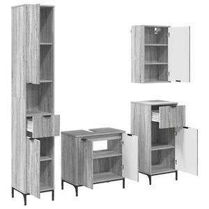 vidaXL Badkamermeubelset met lade Grijs Sonoma Engineered hout, Metaal