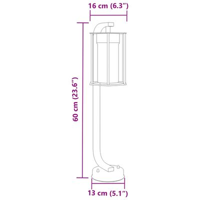 vidaXL Vloerlamp voor buiten 60 cm roestvrij staal zwart