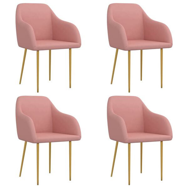 vidaXL Eetkamerstoelen 4 st fluweel roze