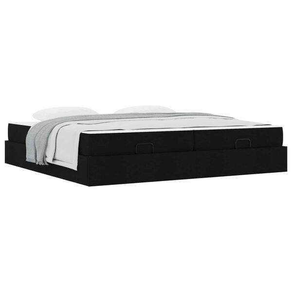 vidaXL Bedframe met matras met matras 2 pcs Zwart Stof