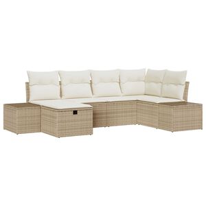 vidaXL Tuin Sofa Set met kussen 6 pcs Beige poly rattan