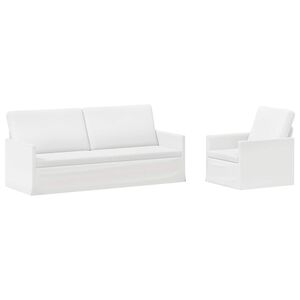vidaXL Bankstel 2 pcs Wit Stof
