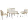 vidaXL Tuinmeubelset met kussen 4 pcs Zwart en Crème poly rattan