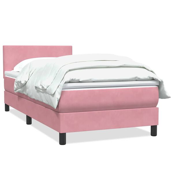 vidaXL Boxspring met matras fluweel roze 90x220 cm
