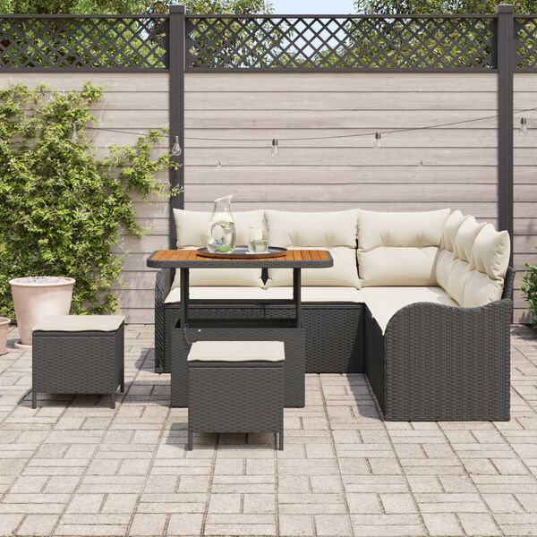 vidaXL Tuin Sofa Set 8 pcs Zwart poly rattan