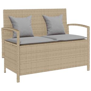 vidaXL Tuinbank met kussen poly rattan beige