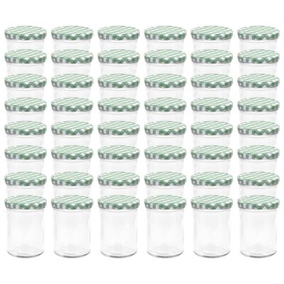vidaXL Jampotten met wit met groene deksels 48 st 400 ml glas