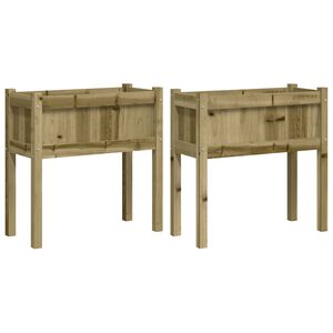 vidaXL Plantenbakken met poten 2 st cm ge&iuml;mpregneerd hout