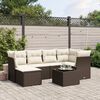 vidaXL 7-delige Loungeset met kussens poly rattan bruin
