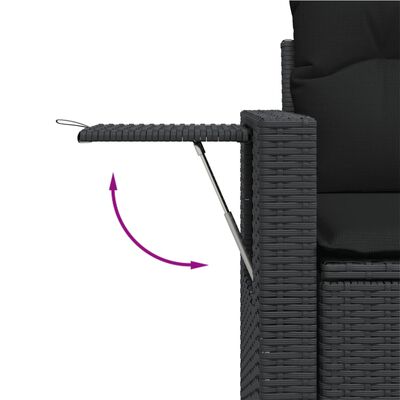 vidaXL 10-delige Loungeset met kussens poly rattan zwart