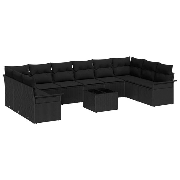 vidaXL Tuin Sofa Set met kussen met opslag 11 pcs Beige Poly riet