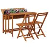 vidaXL Tuintafel met plantenbak en 2 bistrostoelen massief acaciahout