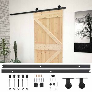vidaXL Schuifdeur 80 x 210 cm Massief grenenhout Naturel en Zwart