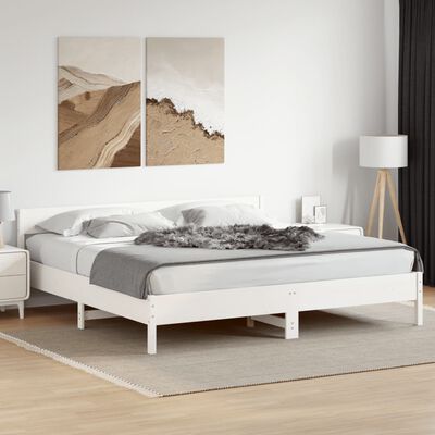 vidaXL Bedframe met hoofdbord massief grenenhout wit 180x200 cm