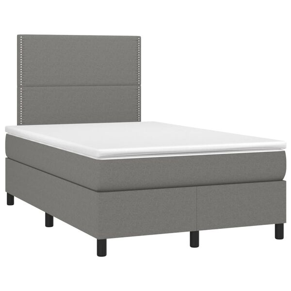 vidaXL Boxspring met matras en LED stof donkergrijs 120x190 cm