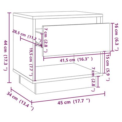 vidaXL Nachtkastjes 2 st 45x34x44 cm bewerkt hout sonoma eikenkleurig