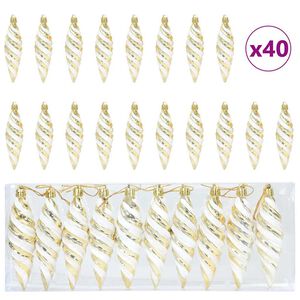 vidaXL Kerst Spiralvorm Bal 40 st Goud 3 x 11 cm Kunststof