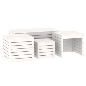 vidaXL 4-delige Tuinboxset massief grenenhout wit