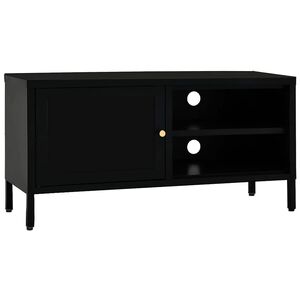 vidaXL Tv-meubel 90x30x44 cm staal en glas zwart