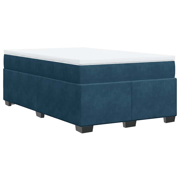 vidaXL Boxspring met matras fluweel donkerblauw 120x190 cm