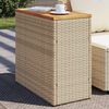 vidaXL Tuinbijzettafel met houten blad 58x27,5x55 cm poly rattan beige