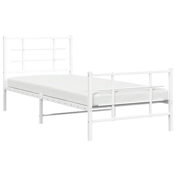 vidaXL Bedframe met hoofd- en voeteneinde metaal wit 90x200 cm