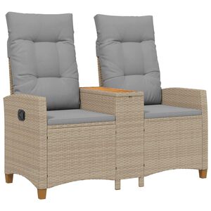 vidaXL Ligbank met tafel Beige en Licht Grijs 126 x 65 x 112 cm